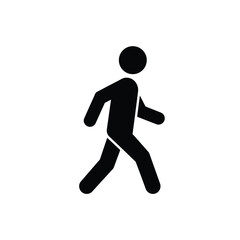 Simple Black Silhouette Icon of a Person Walking Forward