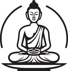 Buddha Meditation Pose Vector Black Silhouette Logo Icon Buddha Sitting Calm Lotus Pose Vector Black Logo Design