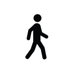 Simple Black Silhouette Icon of a Person Walking Forward