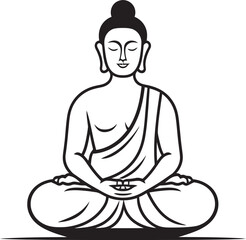 Buddha Sitting Lotus Pose Vector Black Logo Icon with Grace Buddha in Lotus Pose Vector Black Logo Icon with Spiritual Feel