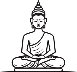 Buddha Silhouette Sitting Calmly in Lotus Pose Vector Icon Buddha Sitting Lotus Pose Vector Black Logo Icon Design