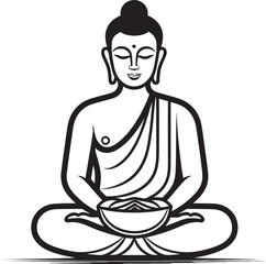 Buddha Sitting Lotus Pose Vector Black Logo Icon Design Buddha Lotus Pose Vector Black Logo Icon with Minimal Detail