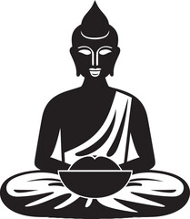 Buddha Vector Black Logo Icon Sitting in Meditation Lotus Pose Buddha Meditation Pose Vector Black Logo Icon with Clean Style