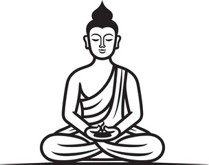 Buddha Vector Black Logo Design with Classic Lotus Sitting Pose Buddha Sitting Calmly in Lotus Pose Vector Black Logo Icon