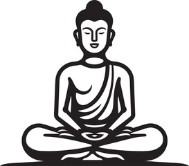 Buddha Vector Black Logo Icon Sitting in Meditative Pose Buddha Meditation Pose Vector Black Logo Icon with Tranquility
