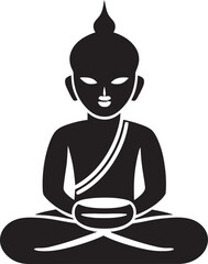 Buddha Silhouette Vector Black Logo Featuring Meditation Pose Buddha in Lotus Pose Vector Black Logo Icon with Clean Lines