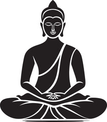 Buddha Lotus Pose Vector Black Logo Icon with Smooth Lines Buddha Vector Black Logo Icon Sitting in Meditative Pose