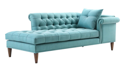 Sky blue elegant sofa in a bright and airy modern home