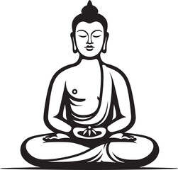 Buddha Sitting Lotus Pose Vector Black Logo Icon with Modern Look Buddha Lotus Pose Vector Black Logo Icon with Timeless Design