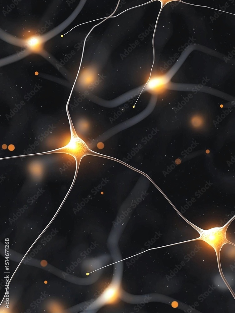Poster glowing neural network pattern on dark background