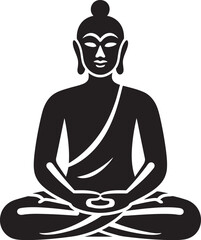 Artistic Buddha Drawing in Lotus Pose with Sophisticated Lines Peaceful Buddha Lotus Pose with Clean Black Vector Art
