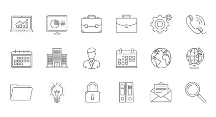 Corporate Business Icon Set  Professional Line Art Graphics for Websites and Presentations