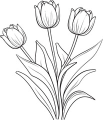Tulip Flower Cluster Logo Vector Black Style Minimalist Black Tulip Flowers Bunch Logo Vector