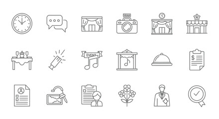 Event Planning Icons  Vector Line Art for Website and App Design