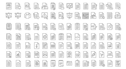Comprehensive Collection of Document Icons  EPS Vector Illustrations for Websites and Applications