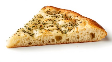 A slice of focaccia bread with herbs, isolated, no text or logo