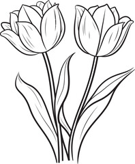 Clean Tulip Bunch Logo Vector Black Silhouette Elegant Black Tulip Flowers Bunch Vector Icon