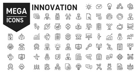 Mega Collection of Innovation Icons 80+ Line Art Graphics for Business & Technology