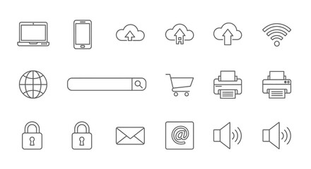 Collection of Minimalist Internet and Technology Icons