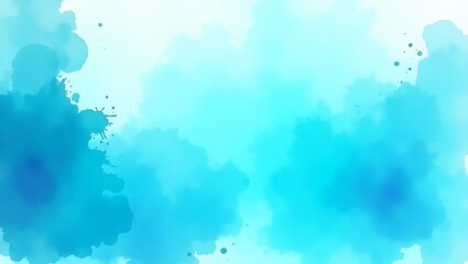 Abstract watercolor background light blue splashes