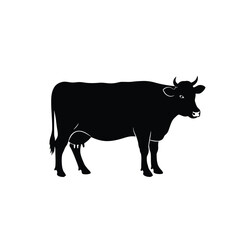 Silhouette of a Cow with Milk Droplets