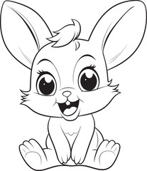 Happy Bunny Kid Logo Vector Black Silhouette Design Simple Black Vector Rabbit Kid Coloring Logo