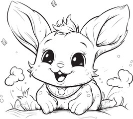 Charming Rabbit Kid Vector Logo Black Outline Black Silhouette Kid Rabbit Logo Vector Design