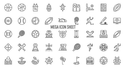 Extensive Collection of Sports Icons  Vector EPS Line Art Graphics