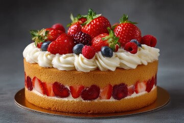 Beeren Torte Sahnetorte Obsttorte Erdbeertorte Sommertorte Beerenkuchen Sahnekuchen Beeren Sahne Torte Torte mit Früchten Sommer Dessert Geburtstagskuchen Obstkuchen fruchtige Torte
