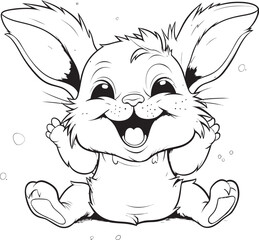 Obraz premium Minimalist Kid Rabbit Vector Logo Black Outline Logo Playful Bunny Kid Vector Logo Black Silhouette Design