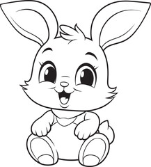 Kid Friendly Bunny Child Vector Logo Black Silhouette Adorable Rabbit Kid Vector Logo Black Coloring Design