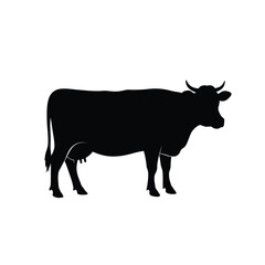 Simple black silhouette of a cow