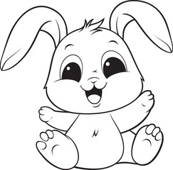 Minimalist Rabbit Kid Vector Logo Black Outline Design Playful Kid Rabbit Vector Logo Black Silhouette Icon