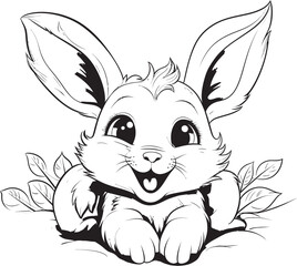 Sweet Kid Rabbit Vector Logo Black Silhouette Icon Charming Bunny Child Vector Logo Black Coloring Logo