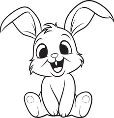 Adorable Bunny Child Vector Logo Black Outline Logo Lovely Kid Rabbit Vector Logo Black Silhouette Icon