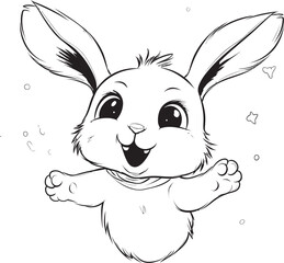 Kid Friendly Rabbit Kid Vector Logo Black Coloring Icon Adorable Bunny Child Vector Logo Black Outline Logo