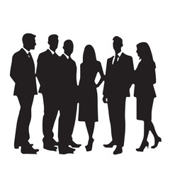 Business people, set of vector silhouettes and silhouettes of men
