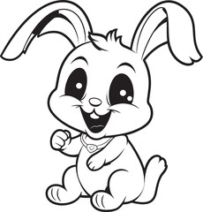 Simple Rabbit Child Vector Logo Black Coloring Logo Kid Friendly Rabbit Kid Vector Logo Black Outline Design