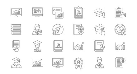 Upskill and Professional Development Icons Education, Growth, and Achievement