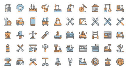 Mechanic Workshop Tools and Equipment Icon Set  High-Quality Vector Illustrations for Design Projects