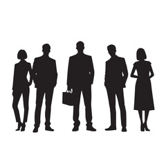 Business people, set of vector silhouettes and silhouettes of men
