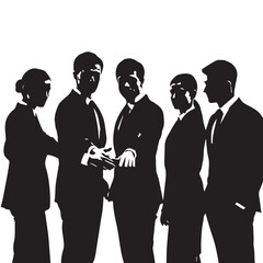 Business people, set of vector silhouettes and silhouettes of men
