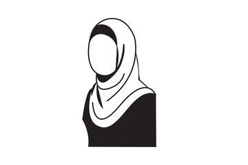 Two muslim women wearing headscarves, minimalist graphic hijabs  vector illustration icon 