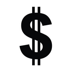 Simple black dollar sign icon on white background