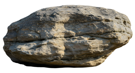Massive Grey Boulder Isolated on Black Background Perfect for Landscaping Design Projects and Games