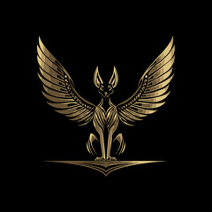 Fototapeta premium Majestic Golden Winged Creature Design for Unique Artwork and Graphics