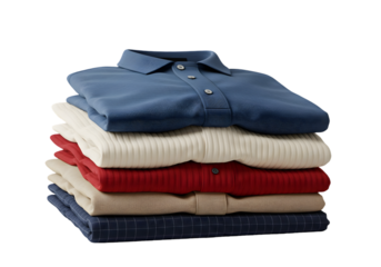 Stack of neatly folded mens shirts different colors and textures perfect for online store product photography