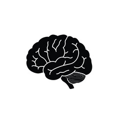 Simple black and white illustration of a human brain