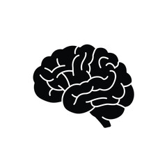 Simple black and white illustration of a human brain