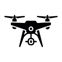 Drone Vector Silhouette – UAV, Quadcopter, Flying Drone Icon for Technology, Surveillance, Remote Control, Aerial View, and Modern Aviation Design Projects